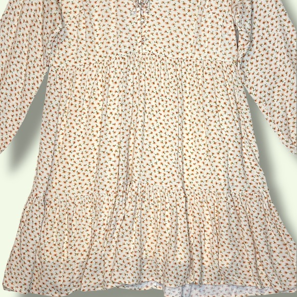 American Eagle Floral Babydoll Mini Dress Size M Butter Yellow Tiered Boho - Picture 2 of 10